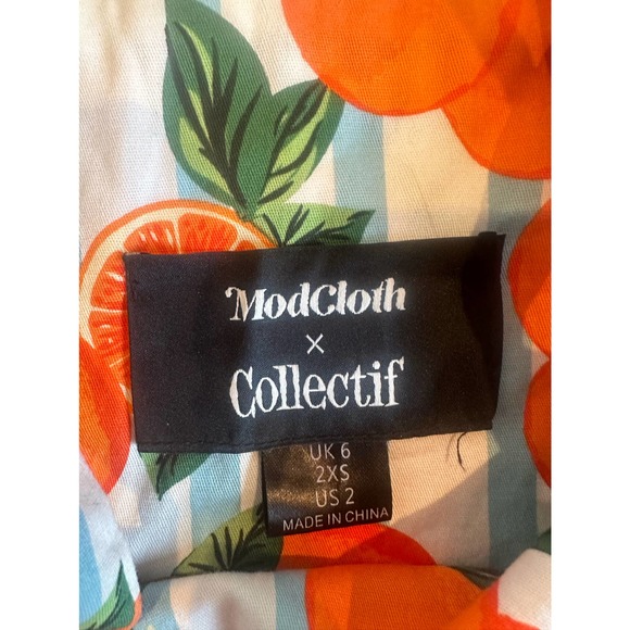 US-2 Modcloth Collectif Vitamin C Vitality Orange Retro Crop Tank Tie Shoulder - Picture 5 of 6